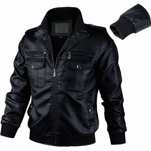 lusso moto giacca in pelle da uomo frangivento giacche in ecopelle per uomo autunno inverno PU cappotto in pelle tuta sportiva nera XL-3XL o3T1 #