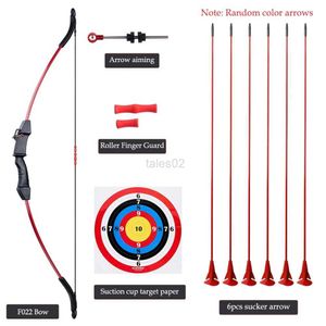 Arco e flecha recurvo para crianças, arco removível para jogo de tiro ao ar livre, 1 peça de arco e 6 peças de flechas para jovens yq240327