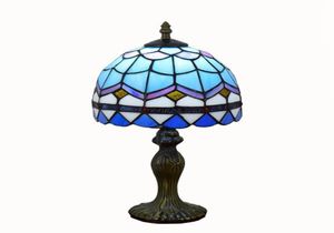 Tischlampe, europäische blaue mediterrane Lampe, Buntglas-Tischlampe, kreative Schlafzimmer-Nachttischlampe, Schreibtischlampe, 20 cm, 7283065