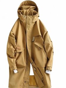 шикарный однотонный плащ Lg, мужская куртка Cott, осень-весна, ветровка средней длины, куртка с капюшоном, высококачественная повседневная верхняя одежда k8Id #