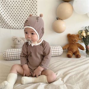 Milancel Spring Baby Pyjama Set Waffle Bear Girls Sleeping Indoor Boys Sleeper Wear 240325