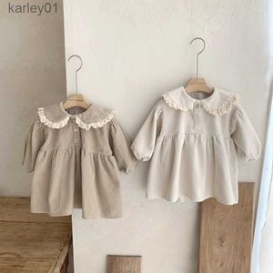 Abiti da ragazza Abbigliamento per bambini Primavera Autunno Nuovo bambino Dolce bambola Colletto Abito in velluto a coste per neonato Gonna a maniche lunghe per bambine yq240327