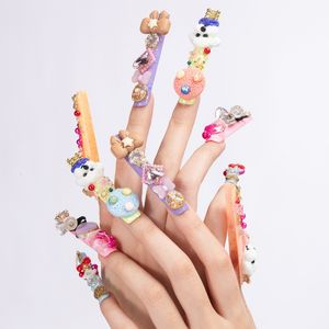 Горячие оригинальные накладные ногти для ногтей, накладные ногти, очень красивые, потрясающие, милые, конфетные, в стиле домашних животных