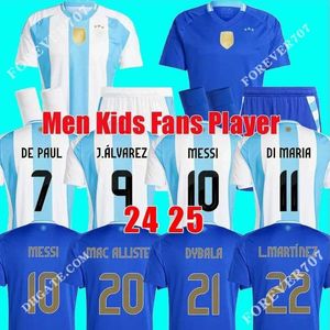 サッカージャージーアルゼンチン3スターメシス24 25ファンプレーヤーバージョンMac Allister Dybala dybala dymariamaradonad de Paul Maradona子供キットメン女性サッカーシャツ