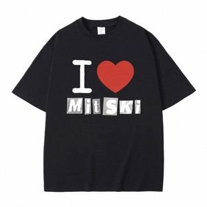 Ich liebe Mitski Print T-Shirt Männer Frauen Fi Casual Übergroße T-Shirts Unisex Pure Cott Kurzarm T-Shirts Vintage Streetwear U2nV #