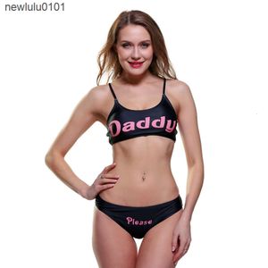 2021 Badeanzug „Come Here“ Split-Bikini mit Daddy-Buchstaben-Print