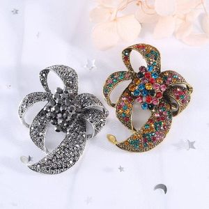 Brooches Fashion Retro Luxury Pearl Brooch Rhinestone Alloy Corsage Female Pins Clothing Accessories Floral Modeling Pin Badge