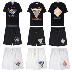 メンズカジュアルプリントクリエイティブTシャツ通気性Tシャツスリムフィットクルーネック半袖男性ティーブラックホワイトマンTシャツカサブランカスシャツ女性デザイナーショーツ