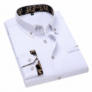 Roupas masculinas Chegada Camisa Dos Homens Fi Causal LG Mangas Masculinas Dr Social Busin Cott Camisa Macia Weeding Camisas Brancas U0vt #