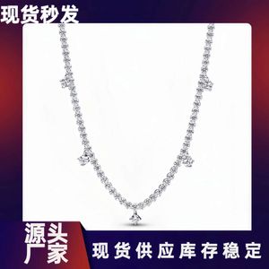 Designer pandoras colar Pan Família Platinum Espumante Pingente Colar com Colar Corrente Decoração Prego Neckpiece Brilhante Coração Em Forma de Colar Colar Neckpi