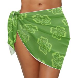 Patrick's Lucky Green Desen Kadın Bikini Örtüsleri Fabrika Outlet Swall Sıradan Mayo Sarong Plaj Sarma Etekleri Düşük Moq