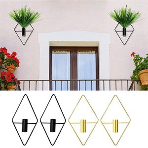 Vases 2Pcs Diamond Hanging Vase Geometric Metal Wall Planter Shelf Plant Holder Drop