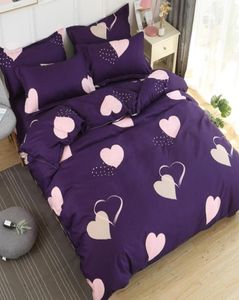 Фиолетовый комплект пододеяльников с принтом любви king queen Twin полный двойной одинарный комплект постельного белья супер мягкий комплект простыней для домашнего одеяла T29469078