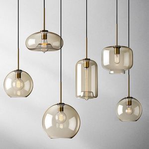 Modern Nordic hanging loft Glass lustre Pendant Light industrial decor Lights Fixtures E27/E26 for Kitchen Restaurant Lamp 240320