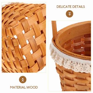 Storage Baskets Wooden Mini Flower Basket Bread Baskets Boho Wedding Toy Decor Small Storage Bride Woven