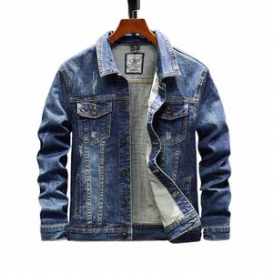 Män mörkblå vår och höst Jean Jackets denimrockar Ny n enkel denimrock män stor storlek jackor storlek 5xl c3cr#