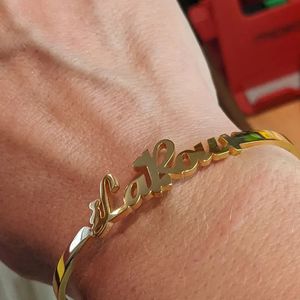 DOREMI Edelstahl-Namensarmreifen, personalisierter Ausweis, Familienliebhaber, Namensschild, Glaube, Buchstaben-Armreif, Armband, Edelstahl, angepasst 240327