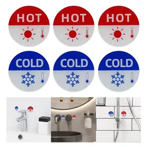 Torneiras de cozinha 6pcs e sinais frios redondos universais fáceis de usar adesivo etiqueta multiuso para pia de banheiro de cozinha