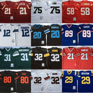 Maglia retrò Deion Sanders Vinatge Franco Harris Jerome Bettis Bruce Smith Kurt Warner Jerry Rice Joe Montana Sean Taylor Mark Bavaro Emmitt Smith Stitch