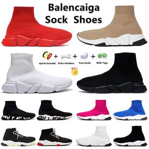 Designer casual skor balencaigas strumpor skor plattform män mens kvinna glänsande stickad hastighet 2.0 1.0 tränare sko trevlig mästare emed womens sock sneakers hastigheter byten