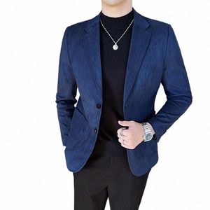 Marke Kleidung Männer Hohe Qualität Busin Deer Veet Anzug Jacken/Männlich Fi Slim Fit Einfarbig Casual Smoking/mann Blazer N2X2 #