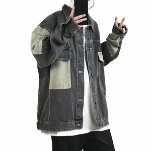 2024 uomo casual oversize giacca di jeans coreano streetwear uomo jeans giacca cappotti casual giacca a vento tuta cappotto outwear S-4XL 82Ky #