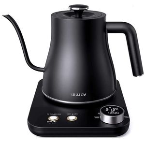 Ulalov Electric Gooseneck Ultra Fast Boiling Hot Water Kettle, 100% Stainless Steel for Pouring Coffee Tea, Leak Proof Design, Automatic Closing and Anti Drying