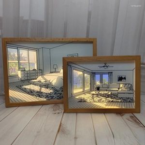 Lâmpadas de mesa presentes criativos iluminação quadros pequena luz da noite ins estilo sombra decoração lâmpada sala estar quarto parede lamparas led