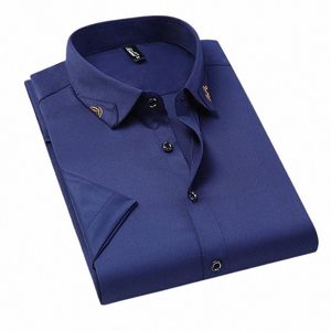 hot Sale High Quality Men Shirts Short Sleeve Solid Causal Formal Busin Shirts 2024 Summer New Brand Man Dr Shirts M-5XL K0H9#