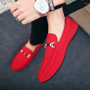 Casual Shoes Men's Red Loafers Cleat Metal Trim Adulto Driving Moccasin Soft Comfortable Sneakers Flats