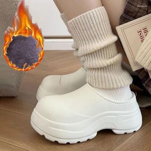 Slippers Winter For Women Fashion High-Heeled Sock Boots Footwear Ankle Rubber Cozy Shoes Outdoor Cotton Furry Slipper EVA