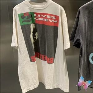 24SS Summer T-shirt tvättad vintage high street tryck korta ärmar tees lösa män kvinnor tshirts