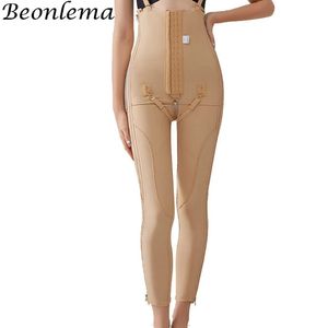 Mulheres corpo shapewear coxa lipoaspiração leggings pós-parto perna moldar zíper virilha aberta 3 breasted barriga controle calcinha 240322