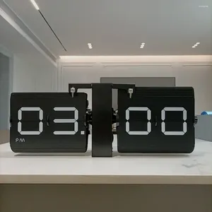 Tischuhren 2024 Europäische Retro Mechanische Automatische Flip Clock Wohnzimmer Große Wand Einfache Desktop Uhr Sitz Digital