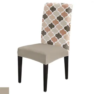 Chair Covers Geometric Brown Vintage Morocco Dining Cover 4/6/8PCS Spandex Elastic Slipcover Case For Wedding Home Room