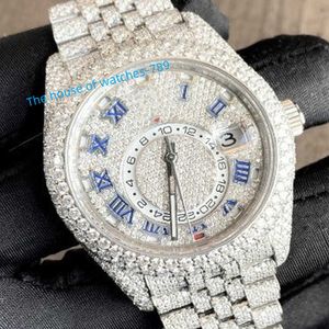 Anpassad handgjorda inställning Pass Diamond Tester VVS Moissanite Diamond Iced Out Luxury Mechanical Watch