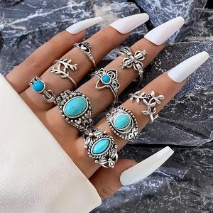 Cluster Rings Vintage Romantic Leaf Finger For Women Men Crown Luxury Green Stone Party Alloy Metal Jewelry Anillos 25406