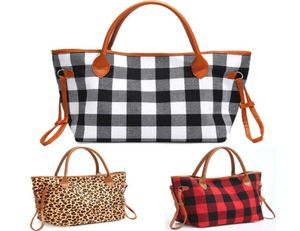 Buffalo check handväska röda svarta rutiga väskor stor kapacitet leopard rese tote sport duffle pås crossbody axel handväska jj681837877