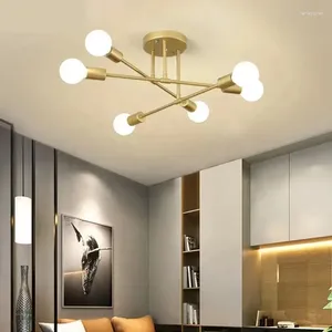 Ceiling Lights Modern Creative LED Chandelier Semi-embedded Lamp For Living Room Warm Romantic Golden Lighting Fixture Bedroom E27