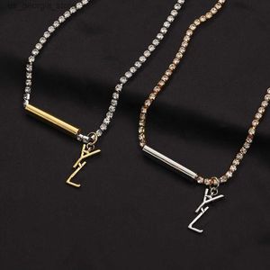 Anhänger Halsketten Designer Halskette für Frauen Halsreifen Schmuck Kristall Luxus Charm Anhänger Halskette Kupfer Länge 42 + 5 cm Y240327