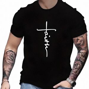 2023 Cott Retro Faith Print Summer T-shirt For Men Women Fi High Quality Short Sleeve Loose Sports Tshirt Breathable Top 32Sy#