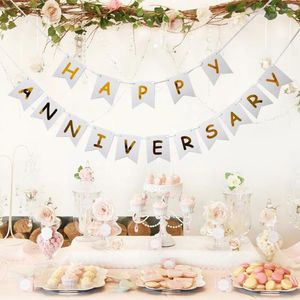 Party Dekoration Papier Bunting Garland ANNIVERSARY Supplies Brief Banner Dessert Tisch HAPPY