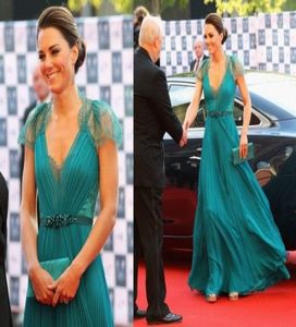 Custom Whole Celebrity dresses floor length Sweetheart Blue A Line V Neck Prom Dresses Celebrity Gown2570731