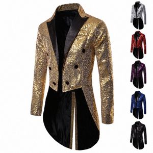 uomini Shiny Paillettes Glitter abbellito giacca sportiva degli uomini discoteca Prom Suit Blazer Costume Homme cantanti abiti di scena Tuxedo nuovo I2gZ #