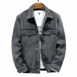 Plus rozmiar M-7xl Spring New Loose Men Denim Jacket Street Fi Hip Hop kieszeń odzież wierzchnia szara modna młodzieżowa odzież dżinsowa płaszcz Q2GW#