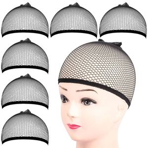 50 datorer Black Mesh Net Wig Caps Liner Weaving Caps för peruker Elastiskt hår Net Net End Fishnet Wig Caps Medelstorlek