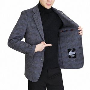 Nya mäns nya FI-dubbelsidiga ullbusin Casual Elegant Slim-Fit Wedding Gentleman Korean Versi Trend Host Blazer W6GN#