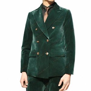 Зеленый английский стиль Veet Мужские костюмы Повседневная двубортная куртка с брюками Slim Fit 2 шт. Курение Busin Мужская одежда z0LX #