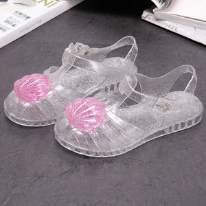 Barn sandaler flickor gladiator skor sommar bling flat strand barns skal kristall gelé sandal ungdom småbarn fotfäste rosa vita svart icke-bran 512s#