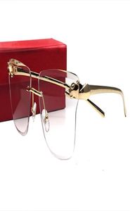 New Fashion Sports Rimless Sunglasses For Mens Womens Leopard Gold Metal Legs Man Woman Fashion Buffalo Horn Glasses gafas de sol 2877935